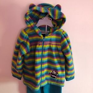 Kidget 2pc fleece set with animal ears hoodie